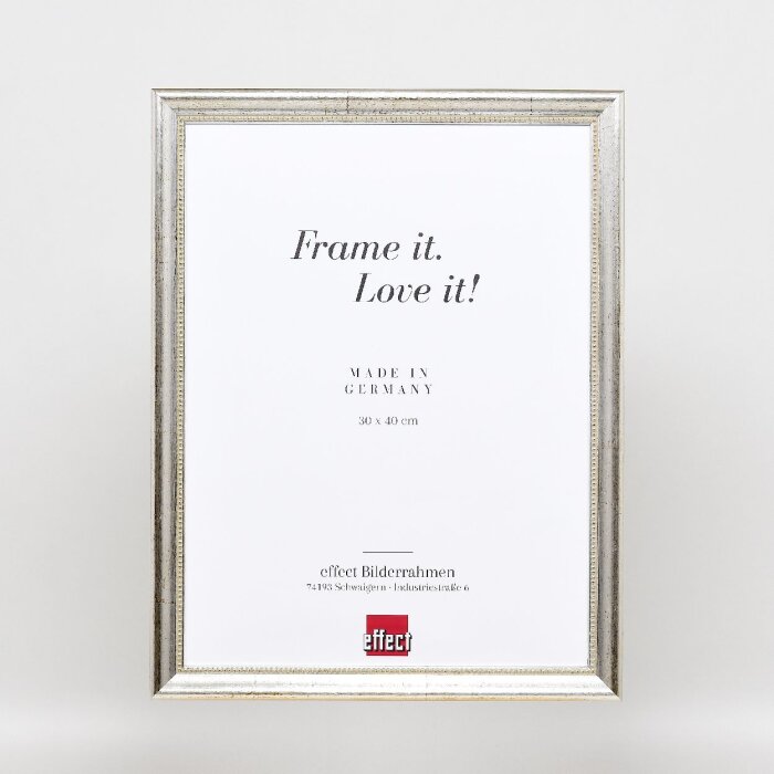 Effect wooden picture frame profile 85 silver 62x93 cm acrylic glass