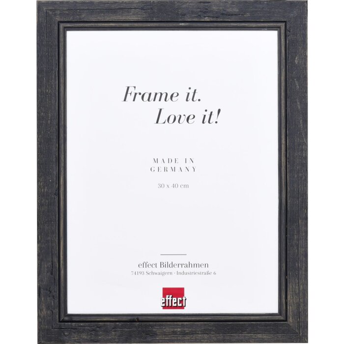 Effect Wooden Picture Frame 2240 black 25x30 cm Acrylic Glass Museum Quality