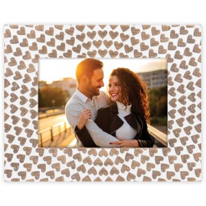 ZEP Wooden Photo Frame Lorena 10x15 cm Brown-White Hearts