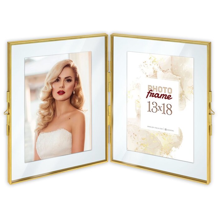 ZEP Metal Double Frame Bruxelles gold 2 photos 10x15 cm (32,5x20 cm)