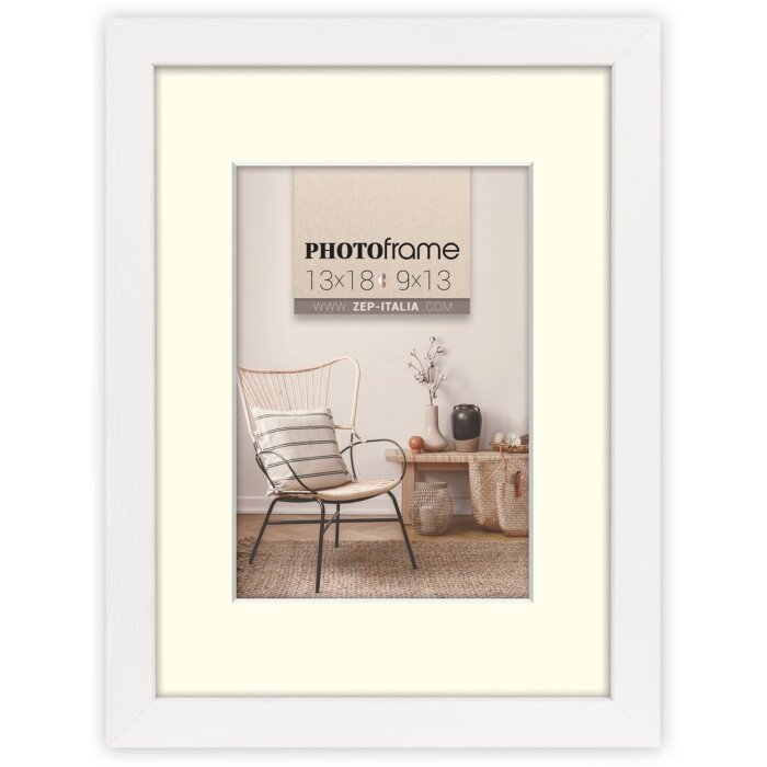 ZEP Wooden Frame Malmo white 20x30 cm with Passepartout 15x20 cm