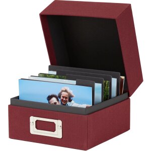 HNFD Linen photo box Sawala 700 photos 10x15 cm with dividers Linen red