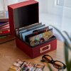 HNFD Linen photo box Sawala 700 photos 10x15 cm with dividers Linen red