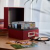 HNFD Linen photo box Sawala 700 photos 10x15 cm with dividers Linen red