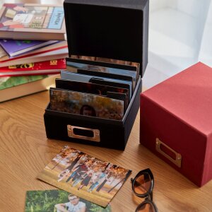 HNFD Linen photo box Sawala 700 photos 10x15 cm with dividers Linen black