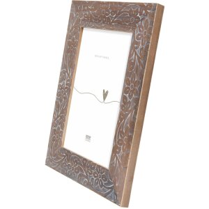 Deknudt Wooden Photo Frame Floral Print S68VH brown 10x15 cm