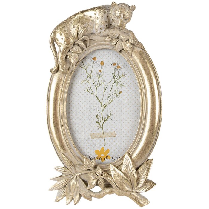 Clayre & Eef 2F1017 Photo Frame 15x2x24 cm - 10x15 cm Gold Coloured Oval