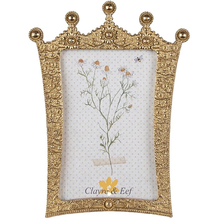 Clayre & Eef 2F1028 Photo Frame 15x2x20 cm - 10x15 cm Gold Coloured Crown