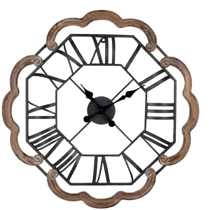 Clayre & Eef 5KL0224 Wall Clock Ø 70x5 cm - 1xAA Brown - Grey