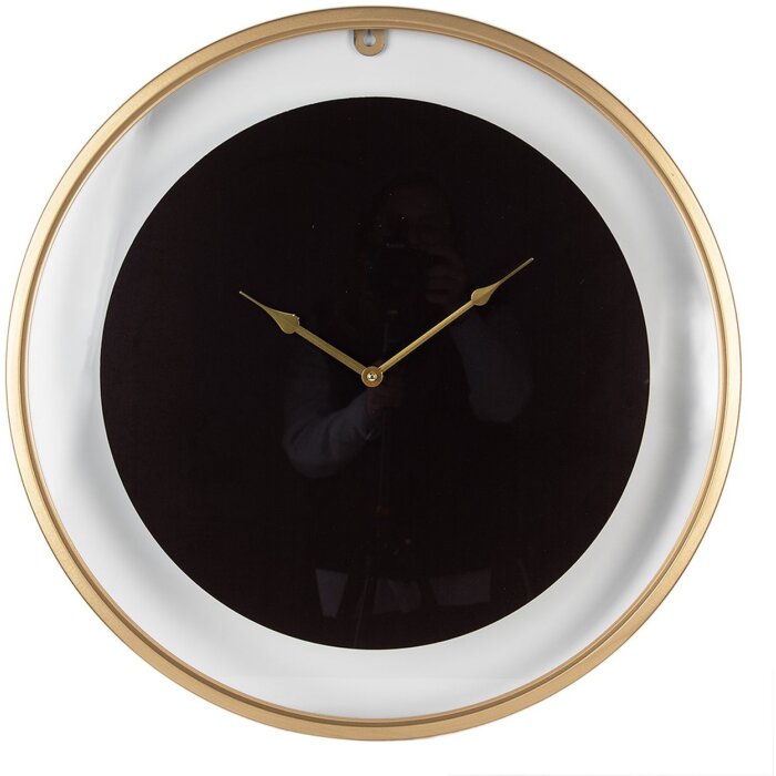 Clayre & Eef 5KL0229 Wall Clock Ø 60x5 cm - 1xAA Black - Gold Coloured