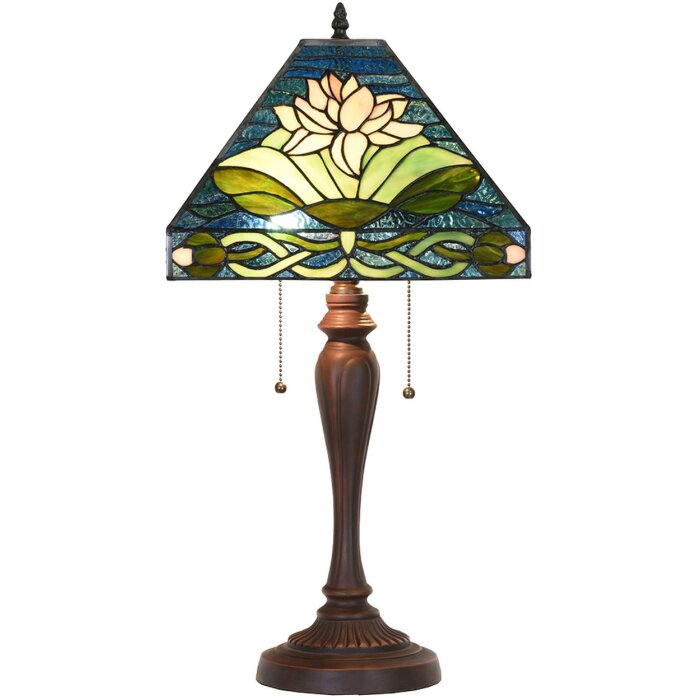 Clayre & Eef 5LL-5618 Table Lamp Tiffany 31x31x61 cm E27-max 2x60W Green - Blue