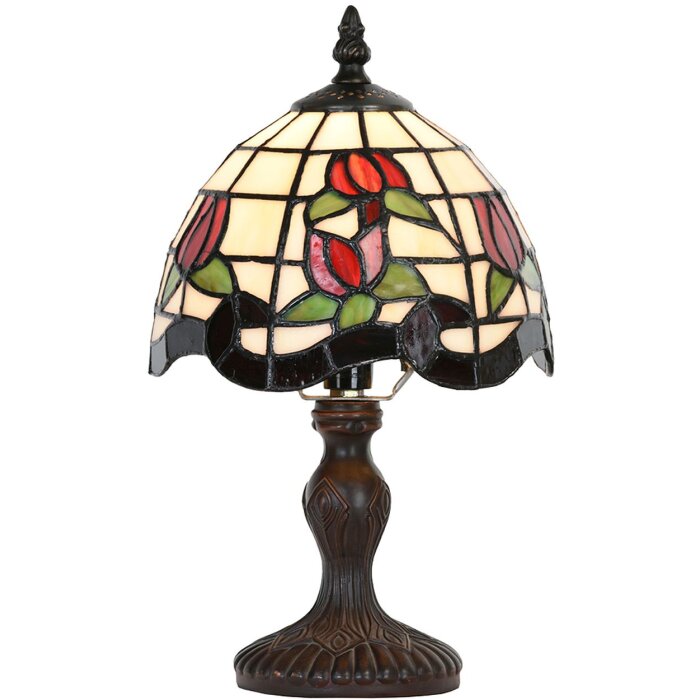 Clayre & Eef 5LL-5619 Table Lamp Tiffany Ø 18x30 cm E14-max 1x25W Beige - Red