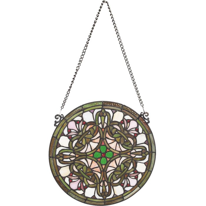 Clayre & Eef 5LL-6271 Tiffany Window Picture Ø 30x1 cm Green Round