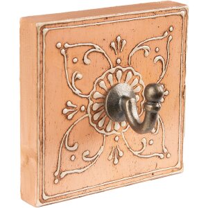 Clayre & Eef 65197 Wall Hook 10x6x10 cm Orange Square