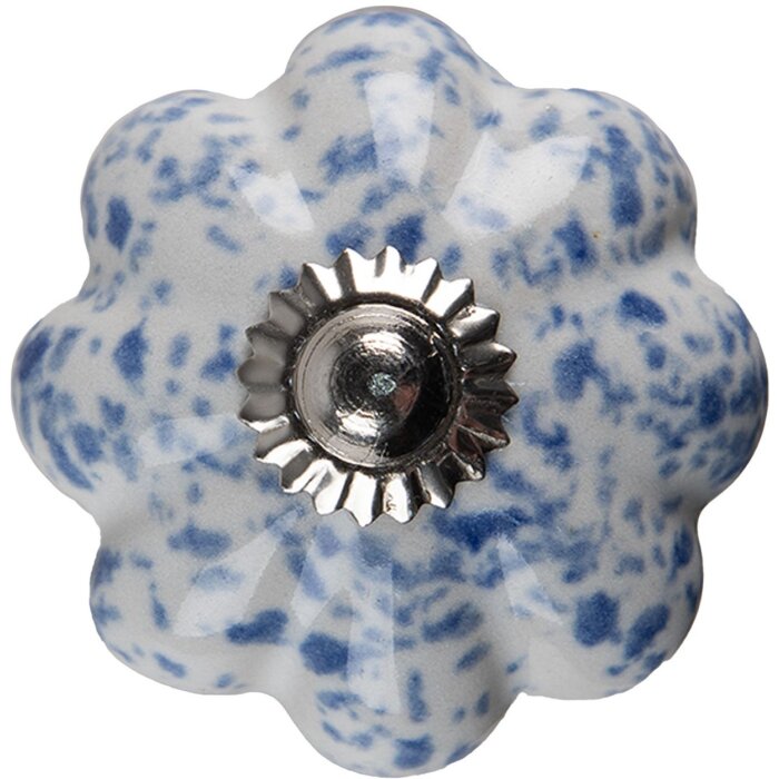 Clayre & Eef 65198 Door Knob Ø 4x4 cm Blue - White