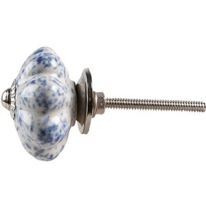 Clayre & Eef 65198 Door Knob Ø 4x4 cm Blue - White