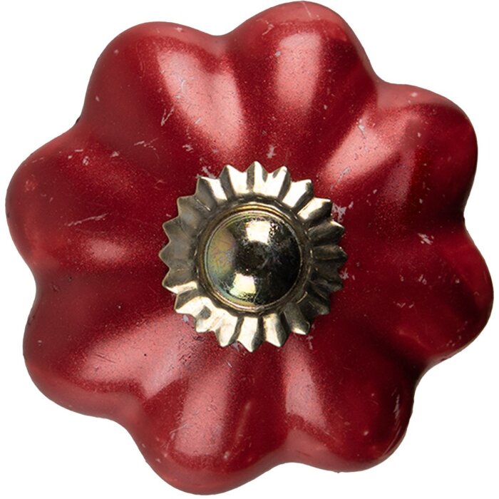 Clayre & Eef 65204 Door Knob Ø 4x4 cm Red