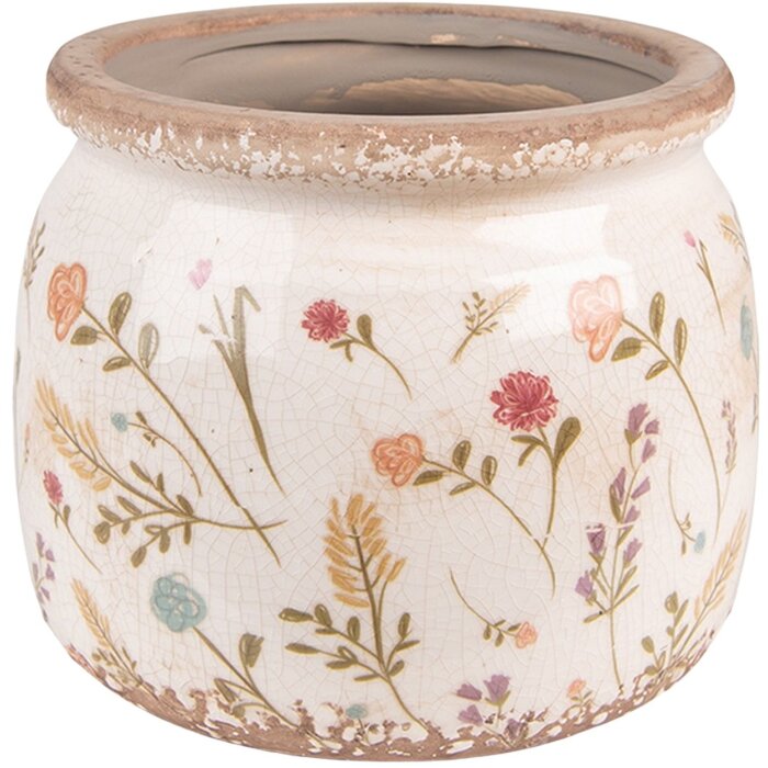 Clayre & Eef 6CE1551L Decoration Flowerpot Ø 20x15 cm Pink - Green