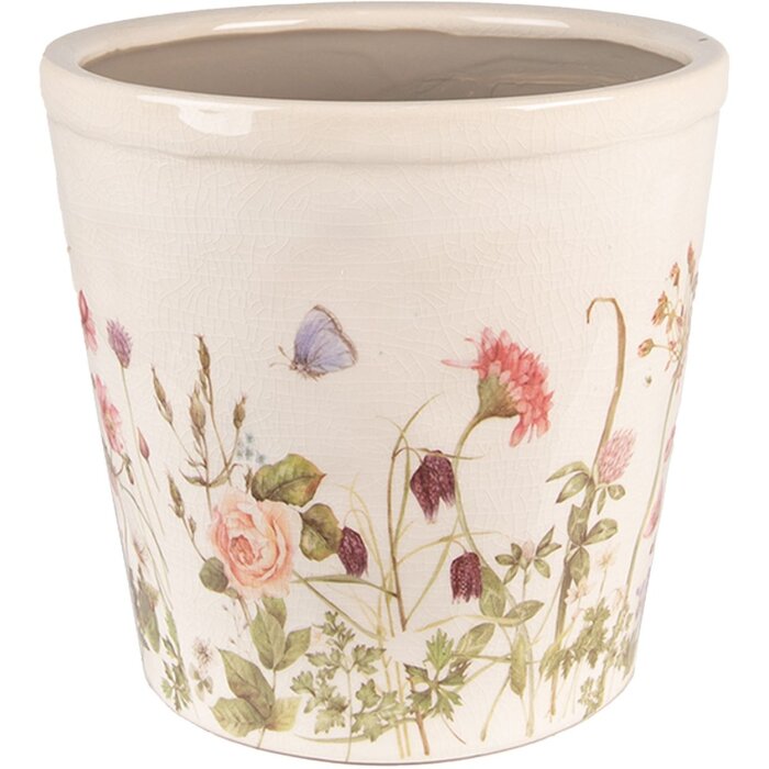 Clayre & Eef 6CE1555L Decoration Flowerpot Ø 21x19 cm Pink - Beige