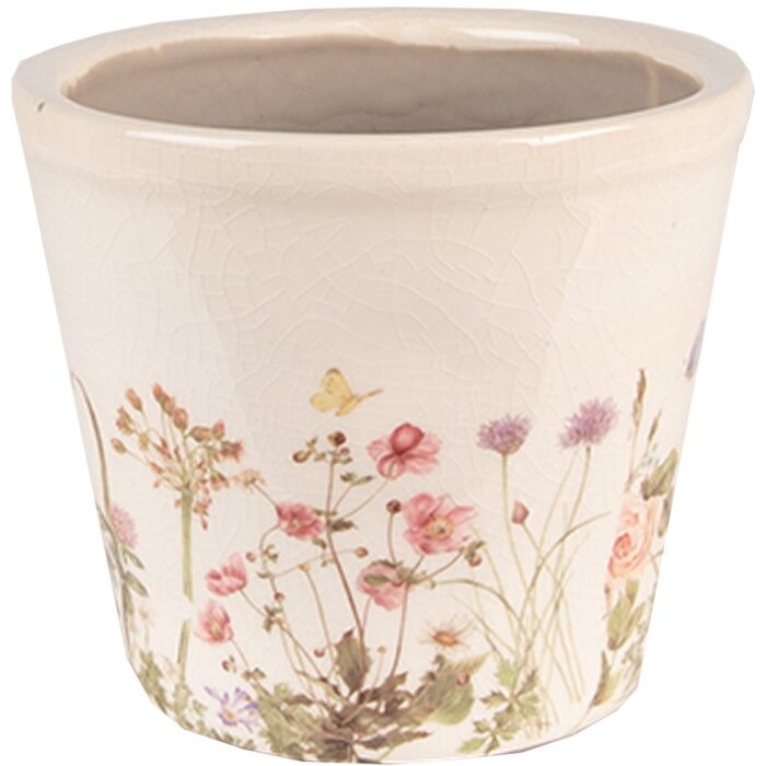 Clayre & Eef 6CE1555S Decoration Flowerpot Ø 12x10 cm Pink - Beige