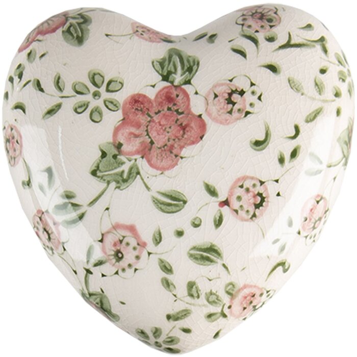 Clayre & Eef 6CE1565L Decoration Heart 11x11x4 cm Pink - Beige