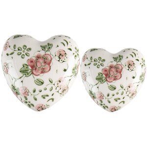 Clayre & Eef 6CE1565L Decoration Heart 11x11x4 cm Pink - Beige