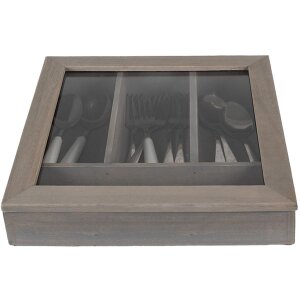 Clayre & Eef 6H1583G Cutlery Tray 30x30x8 cm Grey Square