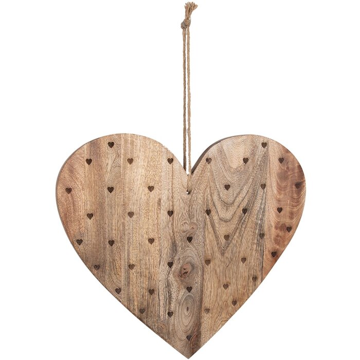 Clayre & Eef 6H2302 Decoration Bread Cutting Board 38x40x2 cm Brown Heart Shaped