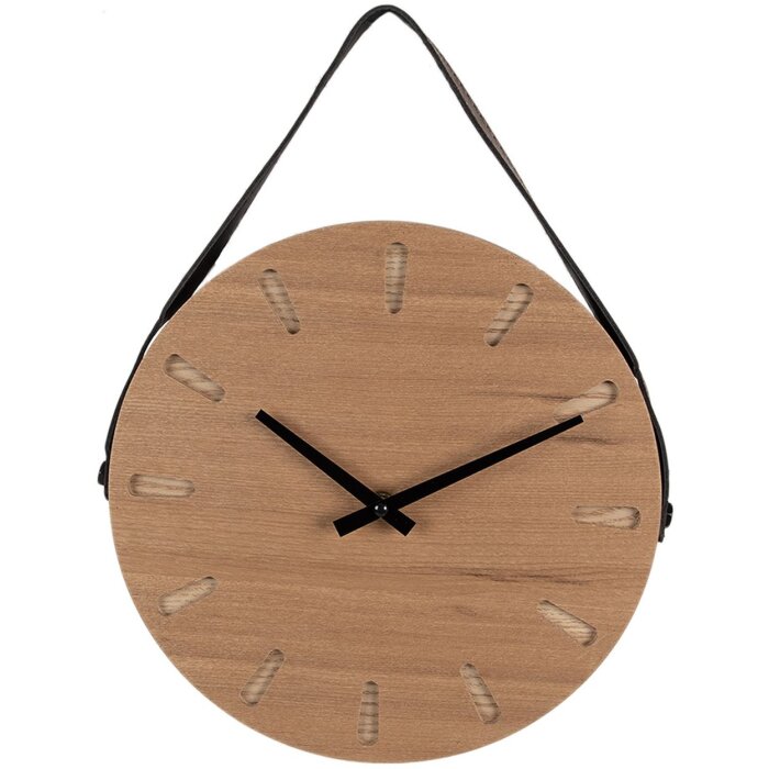 Clayre & Eef 6KL0781 Wall Clock Ø 30x4 cm - 1xAA Brown