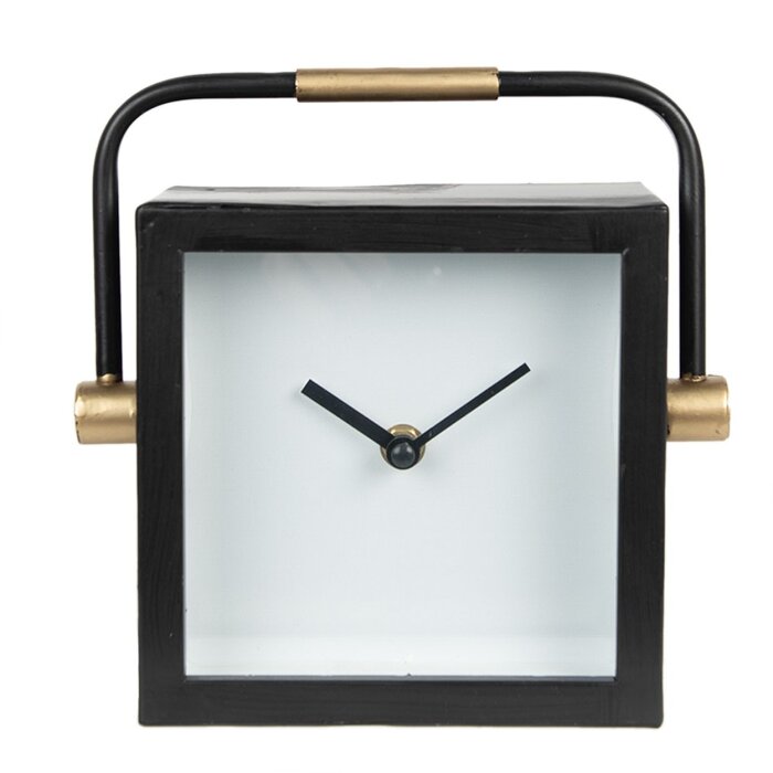 Clayre & Eef 6KL0789 Table Clock 19x5x19 cm - 1xAA Black - White