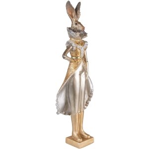 Clayre & Eef 6PR3596 Decoration Rabbit 14x10x44 cm Gold Coloured