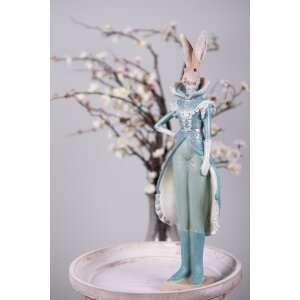 Clayre & Eef 6PR3605 Decoration Rabbit 14x10x44 cm Turquoise