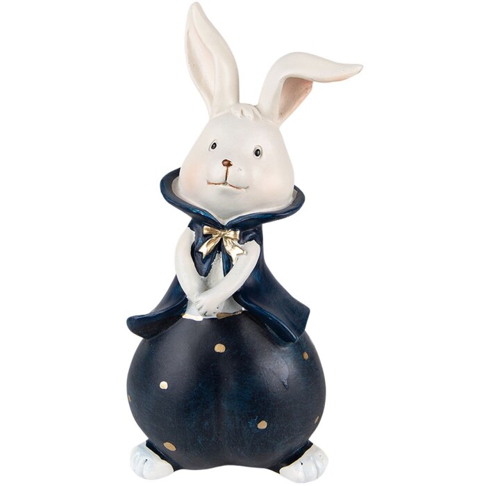 Clayre & Eef 6PR3613 Decoration Rabbit 9x8x21 cm Blue - White