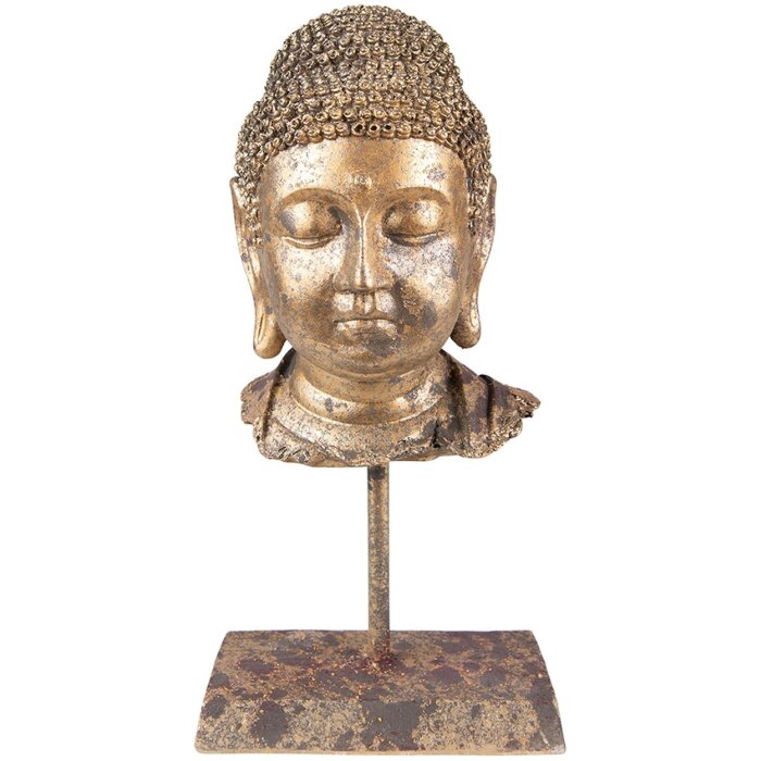 Clayre & Eef 6PR3619 Decoration Head Buddha 13x9x25 cm Gold Coloured