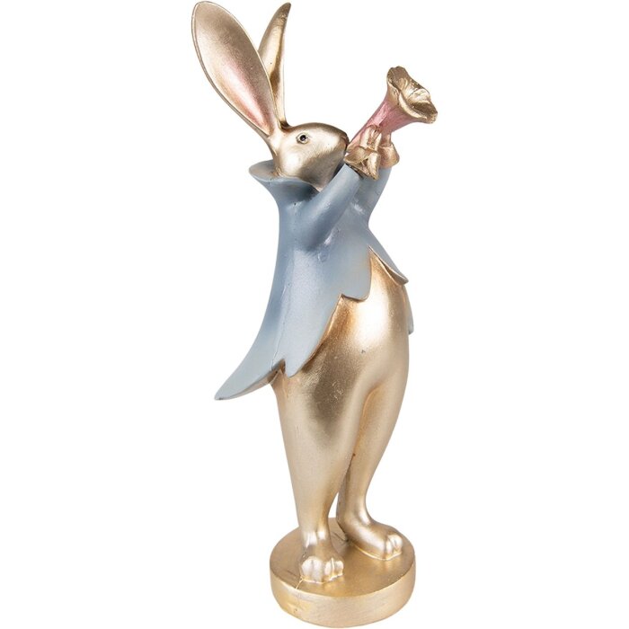 Clayre & Eef 6PR3627 Decoration Rabbit 9x8x26 cm Gold Coloured