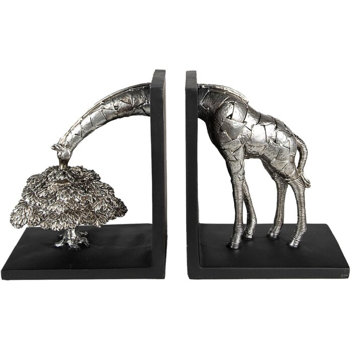 Clayre & Eef 6PR3635 Bookend (2 pieces) Giraffe 30x10x18 cm Silver-coloured