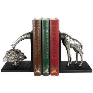 Clayre & Eef 6PR3635 Bookend (2 pieces) Giraffe 30x10x18 cm Silver-coloured