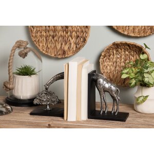 Clayre & Eef 6PR3635 Bookend (2 pieces) Giraffe 30x10x18 cm Silver-coloured