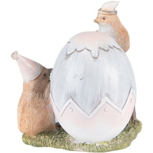 Clayre & Eef 6PR3824 Decoration Chick 12x9x12 cm Grey - Brown