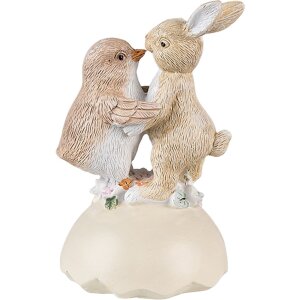 Clayre & Eef 6PR3826 Decoration Rabbit and Chick 8x8x13 cm Beige - Brown