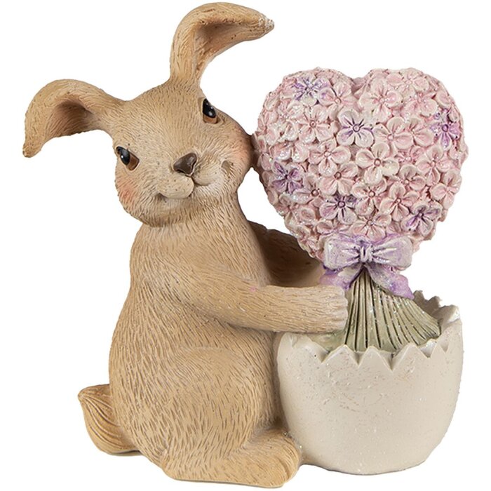 Clayre & Eef 6PR3833 Decoration Rabbit 11x6x12 cm Brown - Pink