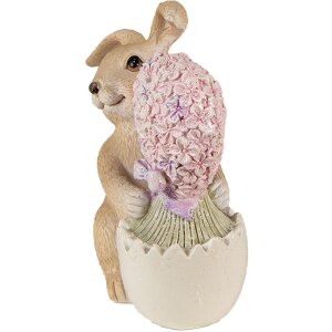 Clayre & Eef 6PR3833 Decoration Rabbit 11x6x12 cm Brown - Pink