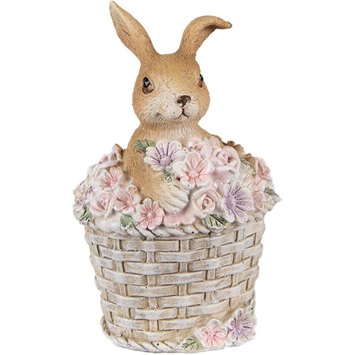 Clayre & Eef 6PR3834 Decoration Rabbit 7x6x11 cm Brown - Pink