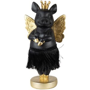 Clayre & Eef 6PR3860 Decoration Pig 9x6x18 cm Black -...