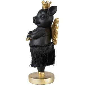 Clayre & Eef 6PR3860 Decoration Pig 9x6x18 cm Black -...