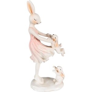 Clayre & Eef 6PR3868 Decoration Rabbit 9x6x22 cm Pink - Beige