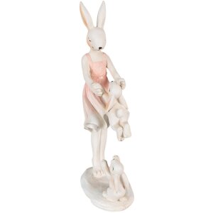 Clayre & Eef 6PR3868 Decoration Rabbit 9x6x22 cm Pink - Beige