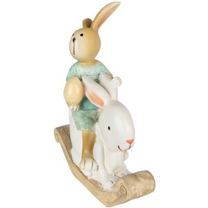 Clayre & Eef 6PR3871 Decoration Rabbit 10x4x11 cm White - Green