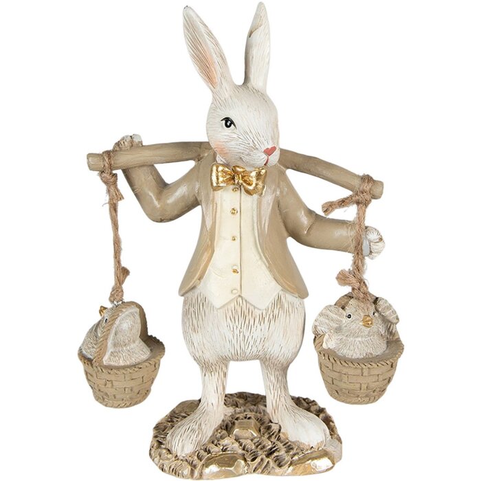 Clayre & Eef 6PR3872 Decoration Rabbit 12x6x17 cm Beige - Brown