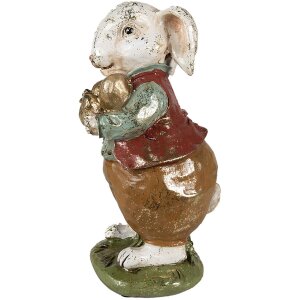 Clayre & Eef 6PR3875 Decoration Rabbit 9x12x22 cm Beige - Red